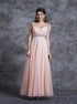 A Line Scoop Floor Length Chiffon Prom Dress with Rhinestones LBQ0226